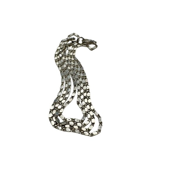 Silver Tone Diamond Cut Mirror Chain Necklace 18'' Unisex Fashion Jewelry - Picture 4 of 12